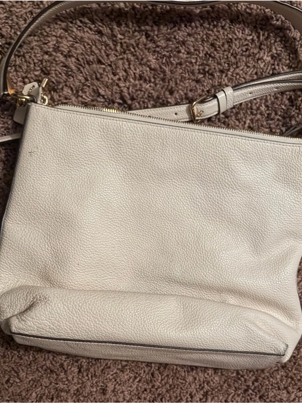 Coach Cream Pebbled Leather Crossbody Bag with Gold Hardware